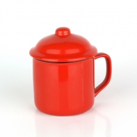 Retro hrnček s pokrievkou červený XCM
