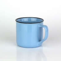 Retro hrnček s pokrievkou modrý