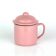 Retro hrnček s pokrievkou ružový x cm