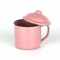 Retro hrnček s pokrievkou ružový x cm