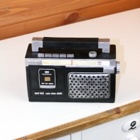 Retro pokladnička na peniaze magnetofón 18x13 cm