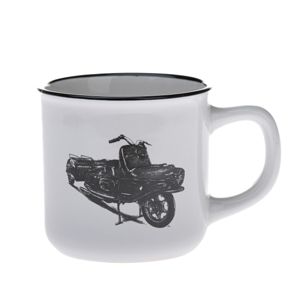 Retro keramický hrnček ČZ 175 motocykel Prasa