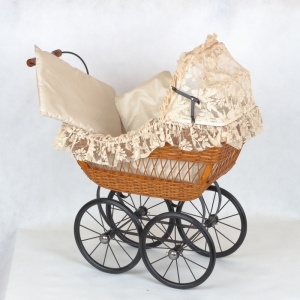 Retro kočíky / kočík pre bábiku hnedé prútia 66x60x28cm