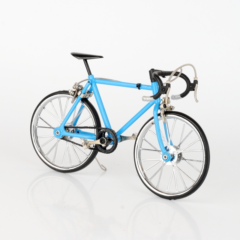 Retro model jazdného bicykelu modrý 13x23cm