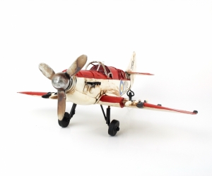 Retro model lietadlo červeno-biele 40cm