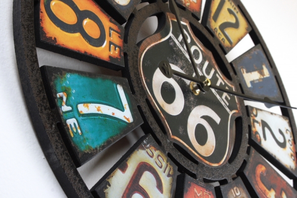 Retro nástenné hodiny Route 66 40cm