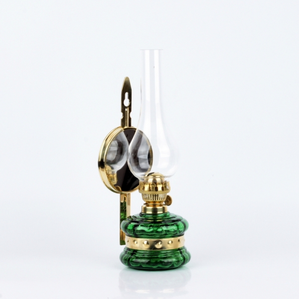 Retro petrolejka so zrkadlom zelená 30cm