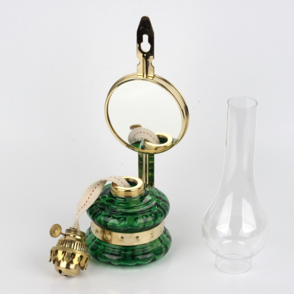 Retro petrolejka so zrkadlom zelená 30cm