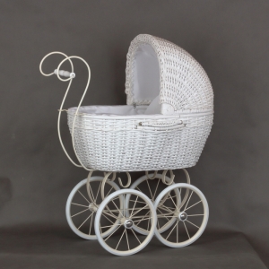 Retro prútený kočík biely 71x62x35cm