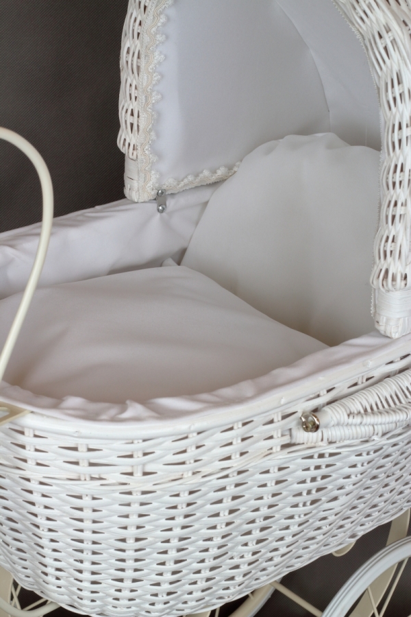 Retro prútený kočík biely 71x62x35cm