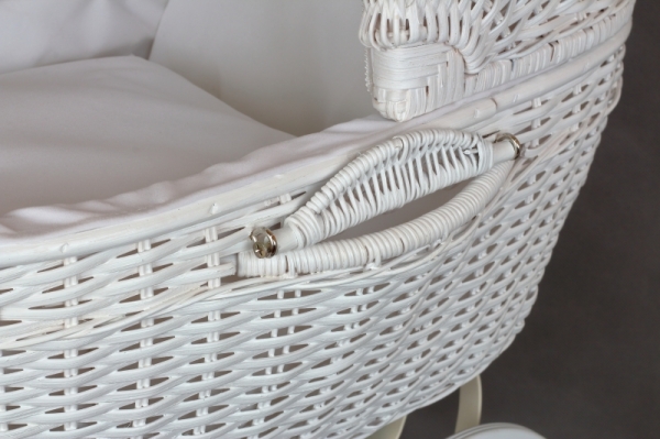 Retro prútený kočík biely 71x62x35cm