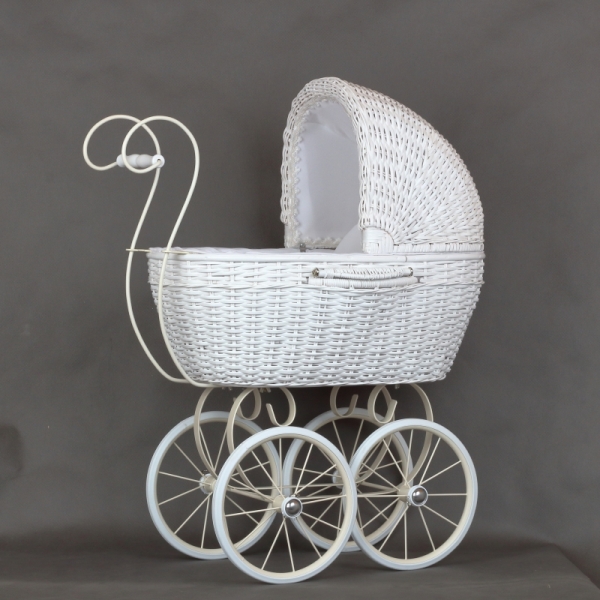 Retro prútený kočík biely 71x62x35cm