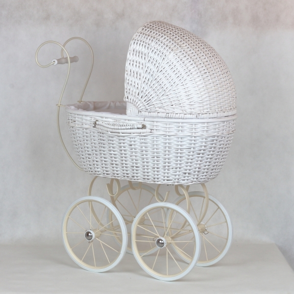 Retro prútený kočík biely 71x62x35cm