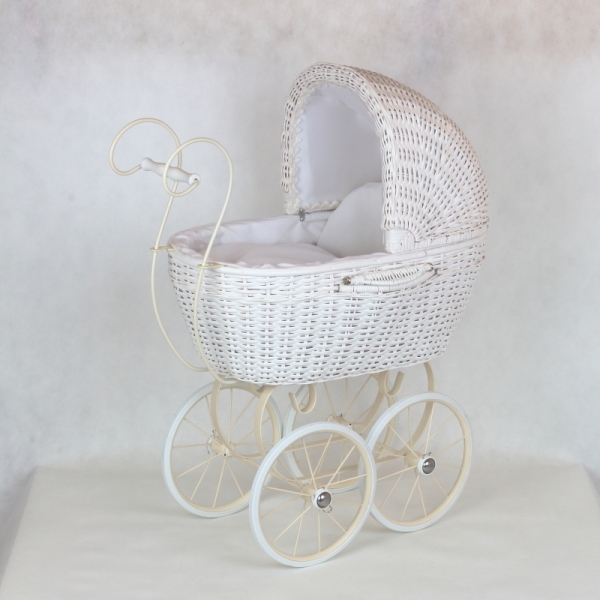 Retro prútený kočík biely 71x62x35cm