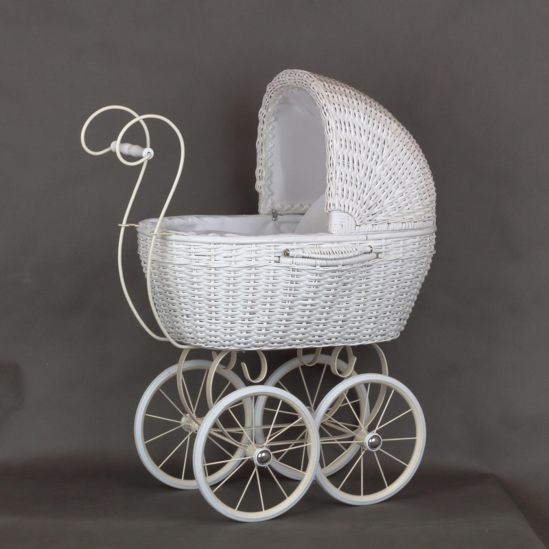 Retro prútený kočík biely 71x62x35cm