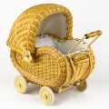 Retro prútený kočík pre bábiky 42cm