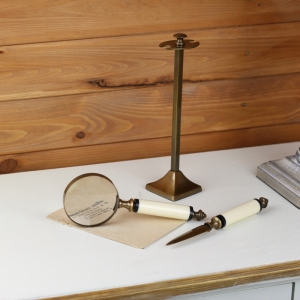 Retro set na listy - lupa a nožík 22,5cm - poškození