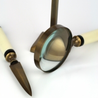 Retro set na listy - lupa a nožík 22,5cm - poškození