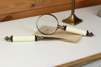 Retro set na listy - lupa a nožík 22,5cm - poškození