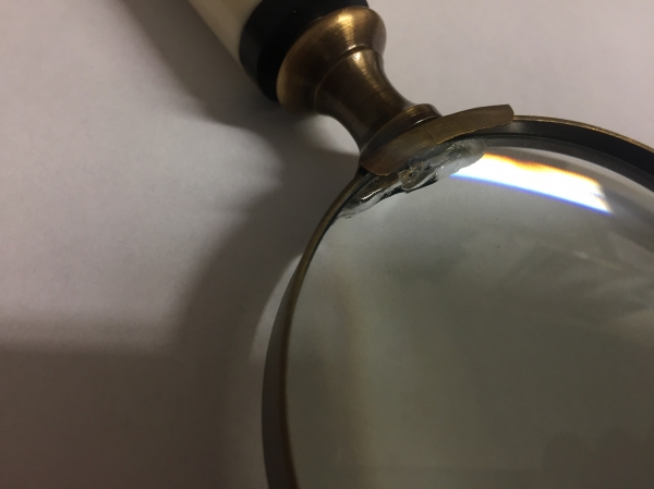 Retro set na listy - lupa a nožík 22,5cm - poškození