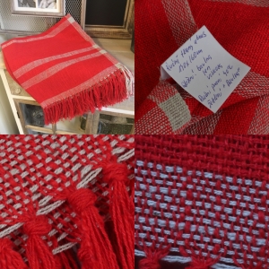 Režný ručne tkaný obrus červený 140x160cm