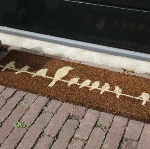 Rohožka vtáky na drôtu tmavá 75x25cm