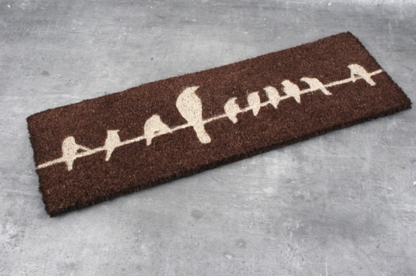 Rohožka vtáky na drôtu tmavá 75x25cm