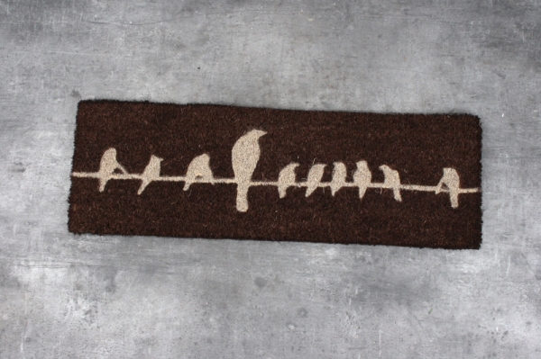 Rohožka vtáky na drôtu tmavá 75x25cm