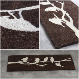 Rohožka vtáky na drôtu tmavá XL 120x40cm