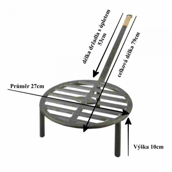 Rošt nad ohnisko s madlom 27x78x25 cm