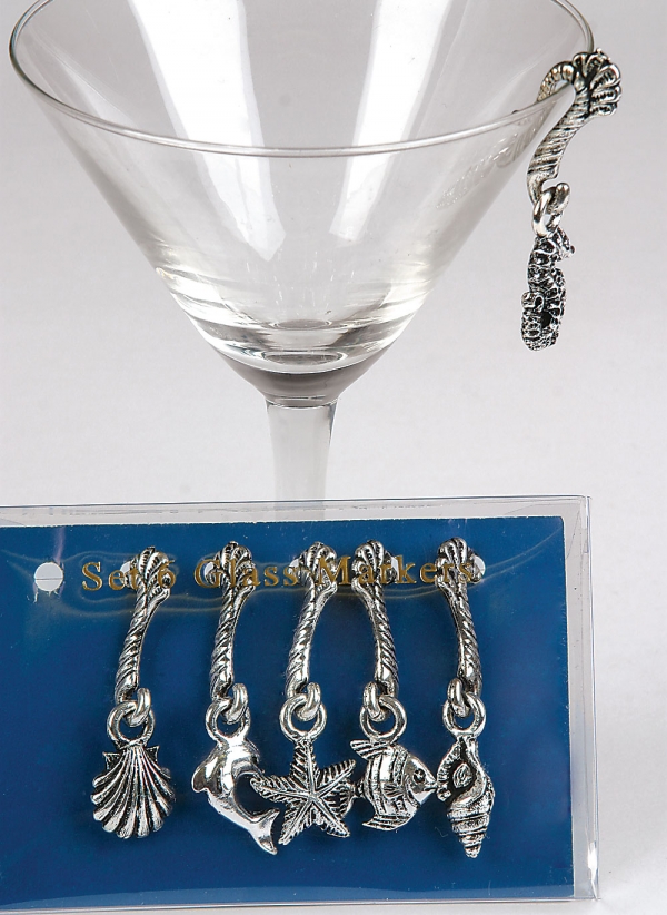 Rozlišovače na poháre ovocie súprava 6 kusov - závesné kovové