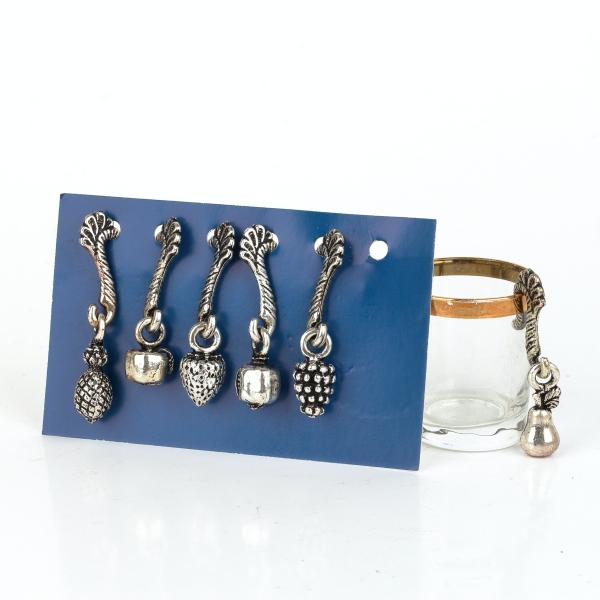 Rozlišovače na poháre ovocie súprava 6 kusov - závesné kovové