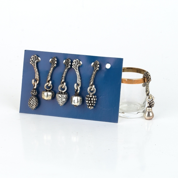 Rozlišovače na poháre ovocie súprava 6 kusov - závesné kovové