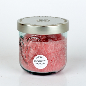 Ručne odlievaná sviečka v sklenenej dóze so srdcom brazílska papaya 190g