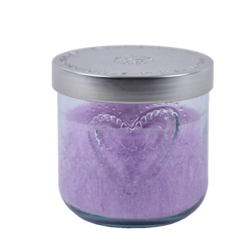 Ručne odlievaná sviečka v sklenenej dóze so srdcom dámsky parfém 190g