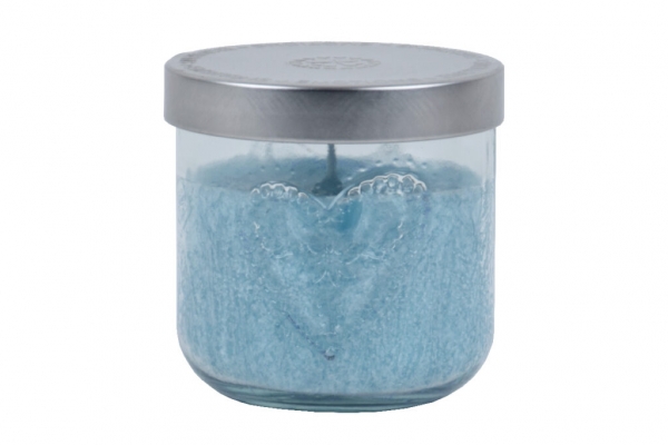 Ručne odlievaná sviečka v pohári čierny strapec 480g