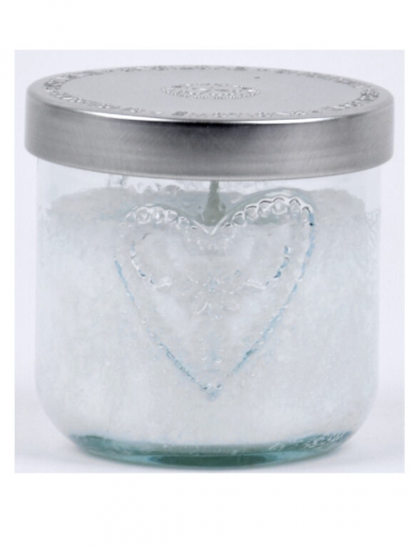 Ručne odlievaná sviečka v pohári čisté prádlo 480g