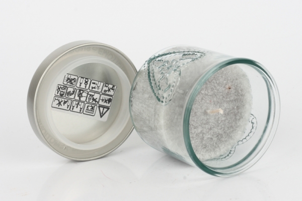 Ručne odlievaná sviečka v pohári šedá 480g