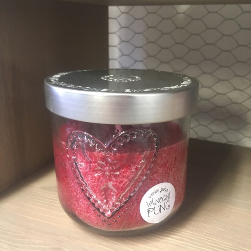 Ručne odlievaná sviečka v pohári vianočné punč 480g