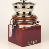 Ručný mlynček na kávu porcelánový hranatý 9x12x18cm