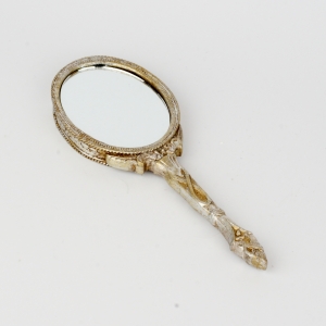 Ručné zrkadlo zlaté s patinou 23cm