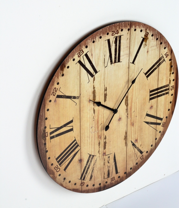 Rustikálne drevené nástenné hodiny 58cm