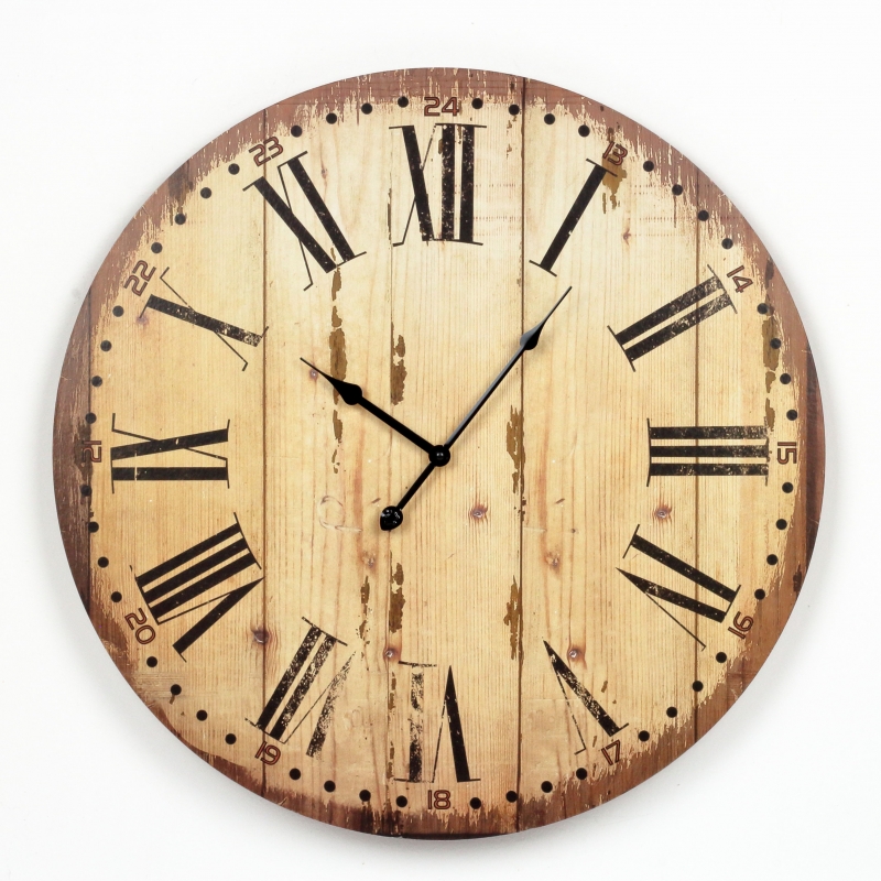 Rustikálne drevené nástenné hodiny 58cm