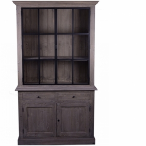 Rustikální knihovna s kovovými dvířky 125x90x48cm