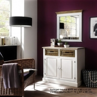 Rustikálna komoda bílá 2 šuplíky + dvierka Novaline 75x87x36cm