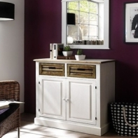 Rustikálna komoda bílá 2 šuplíky + dvierka Novaline 75x87x36cm