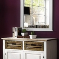 Rustikálna komoda bílá 2 šuplíky + dvierka Novaline 75x87x36cm