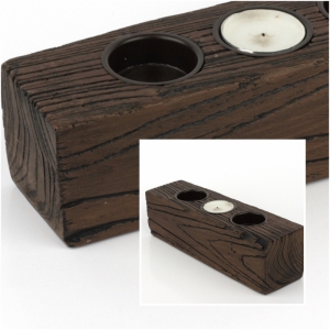 Rustikálne svietnik na 3 čajové sviečky 24x6x7cm