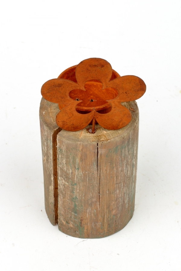 Rustikálny svietnik na čajovú sviečku kvetina 16cm 