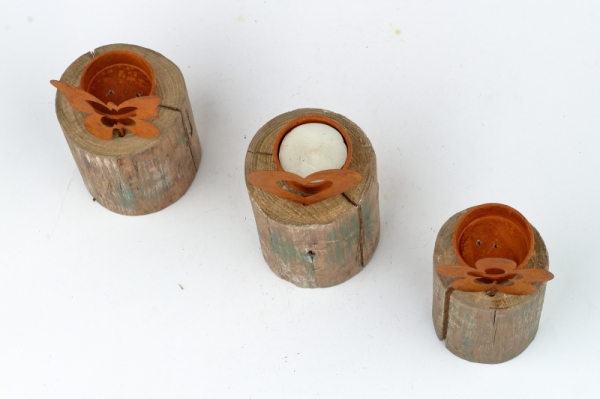 Rustikálny svietnik na čajovú sviečku kvetina 16cm 